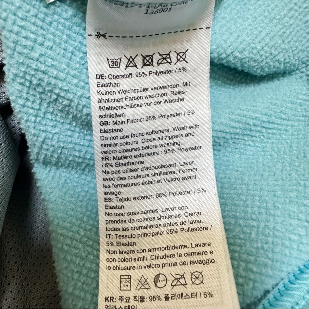 Mammut Women’s Calispell Fleece Hooded Jacket Light Pacific Melange Aqua UPF 50+ - Picture 10 of 14